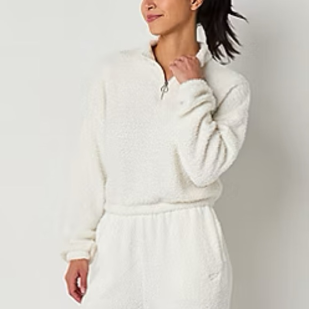 Reebok Wardrobe Essentials Cropped Cozy Cover Up 1/4 Zip Pullover NWT XL